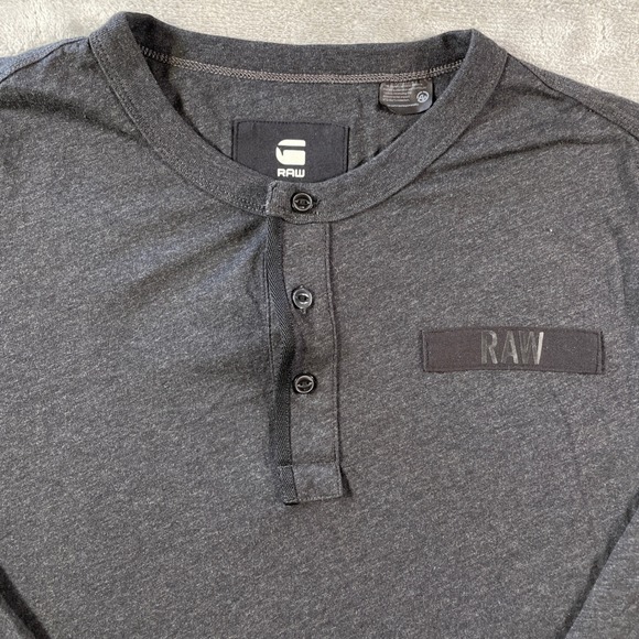 G Star Raw Granddad Henley Shirt Mens Medium Dark Gray‎ Classic Long Sleeve - Picture 3 of 10